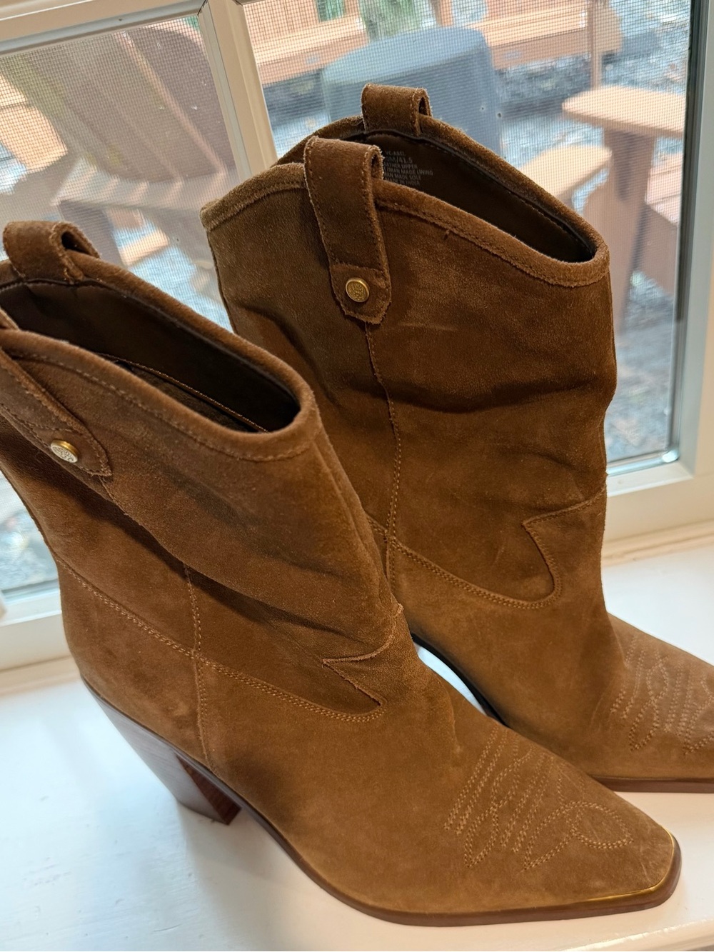 Vince Camuto Abel Suede Western Cowboy Boots Brown Size 10
